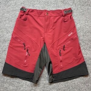 Arsuxeo Mens XXL MTB Cycling Cargo Shorts Red Black Padded Mountain Bike Ride